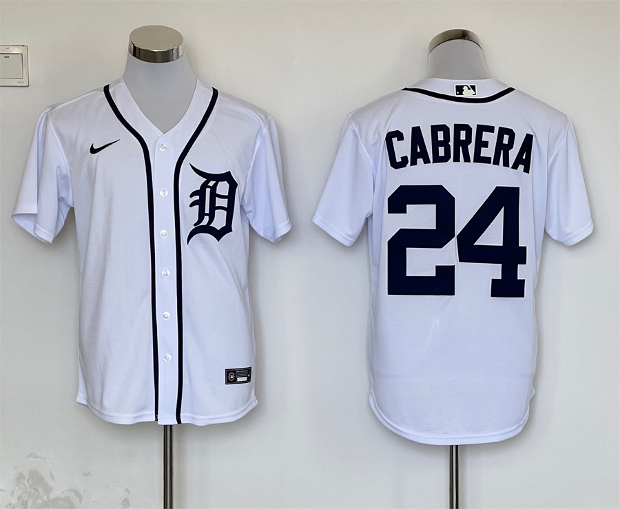 Men's Detroit Tigers Miguel Cabrera #24 White Baseball Jersey